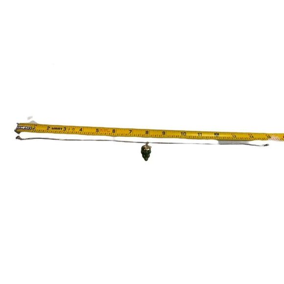 Vintage Gold Tone Necklace With Green Jade Gemstone Grape Cluster Pendant 15" - Picture 5 of 6